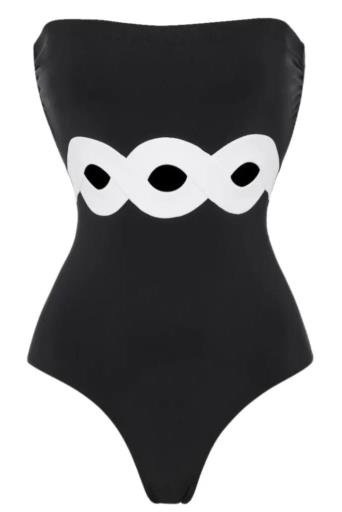 Ethereal Μαύρο Ολόσωμο Μαγιό και Παρεό | Γυναικεία Μαγιό Παρεό - Ολόσωμα - Swimwear | Ethereal Black One Piece Swimsuit with Pareo