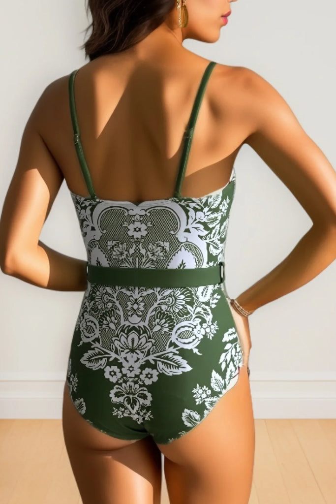 Lace Reverie Ολόσωμο Μαγιό και Παρεό | Γυναικεία Μαγιό Παρεό - Ολόσωμα - Swimwear | Lace Reverie Green One Piece Swimsuit with Pareo