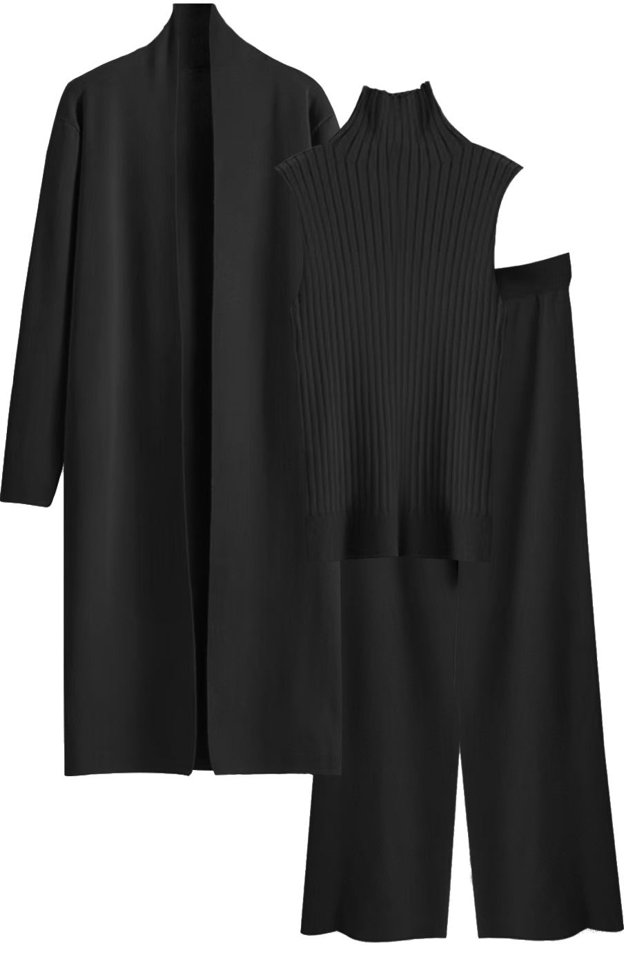 Set aus gestrickter Jacke, Oberteil und Hose von Seraphiel