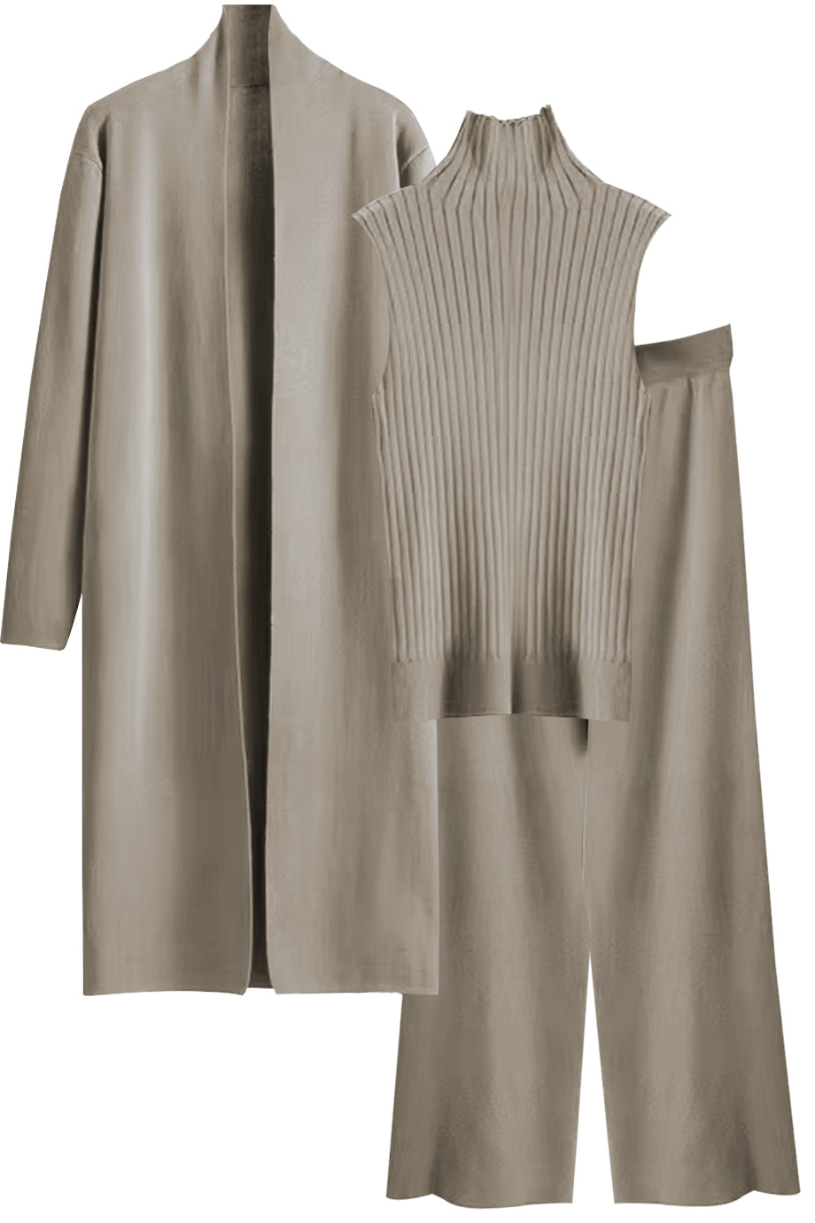 Set aus gestrickter Jacke, Oberteil und Hose von Seraphiel