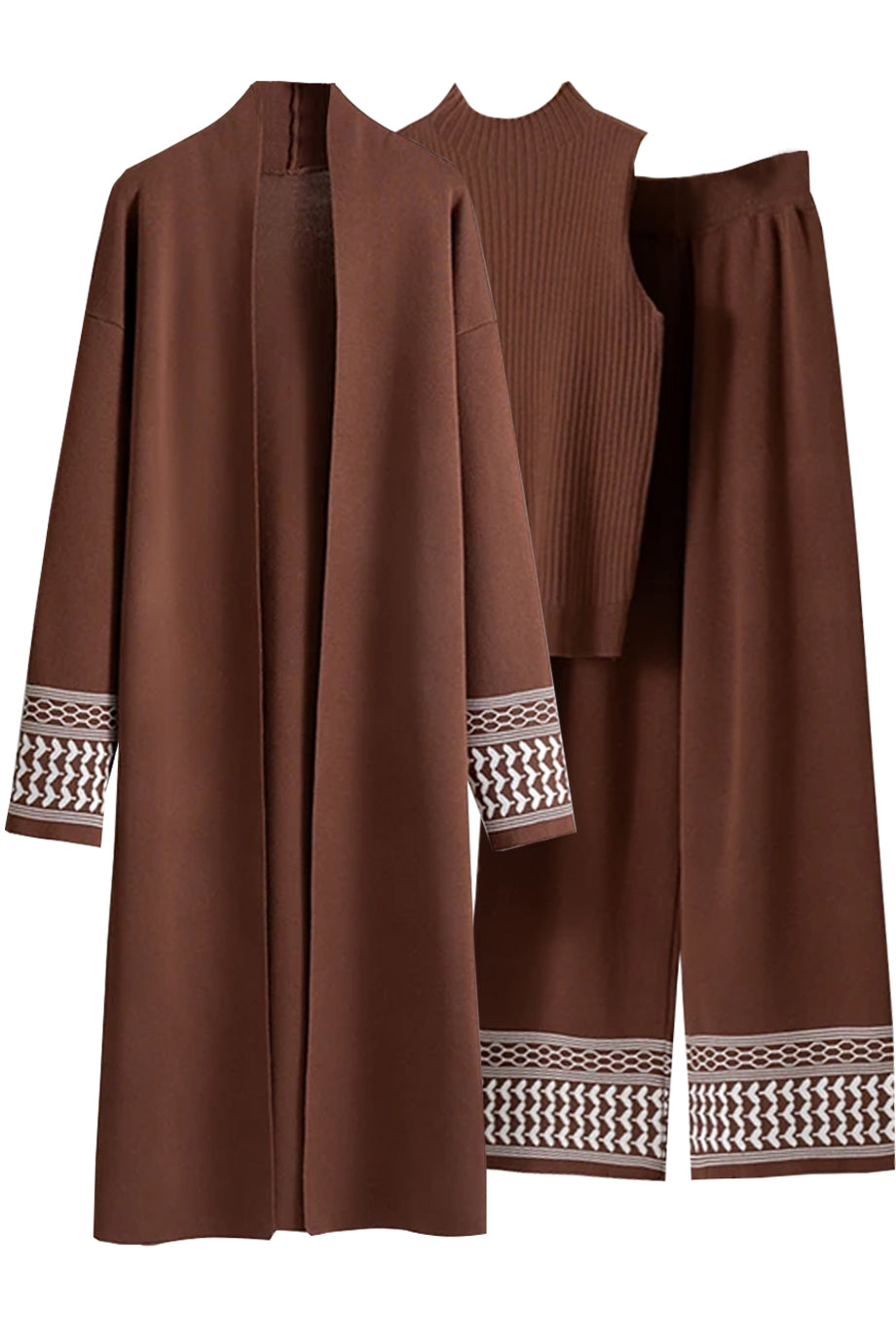 Valenne Πλεκτό Σετ με Τοπ, Παντελόνι και Ζακέτα | Γυναικεία Ρούχα - Πλεκτά Σετ Clothing Sets | Valenne Knit Set with Top, Cardigan and Pants