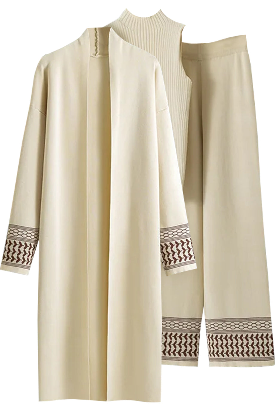 Valenne Πλεκτό Σετ με Τοπ, Παντελόνι και Ζακέτα | Γυναικεία Ρούχα - Πλεκτά Σετ Clothing Sets | Valenne Knit Set with Top, Cardigan and Pants