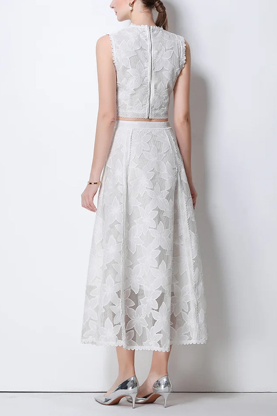 Lace Elyne Σετ Τοπ και Μίντι Φούστα με Σχέδιο Δαντέλας | Σετ Ρούχων - Clothing Sets | Lace Elyne Set with Top and Skirt with Lace