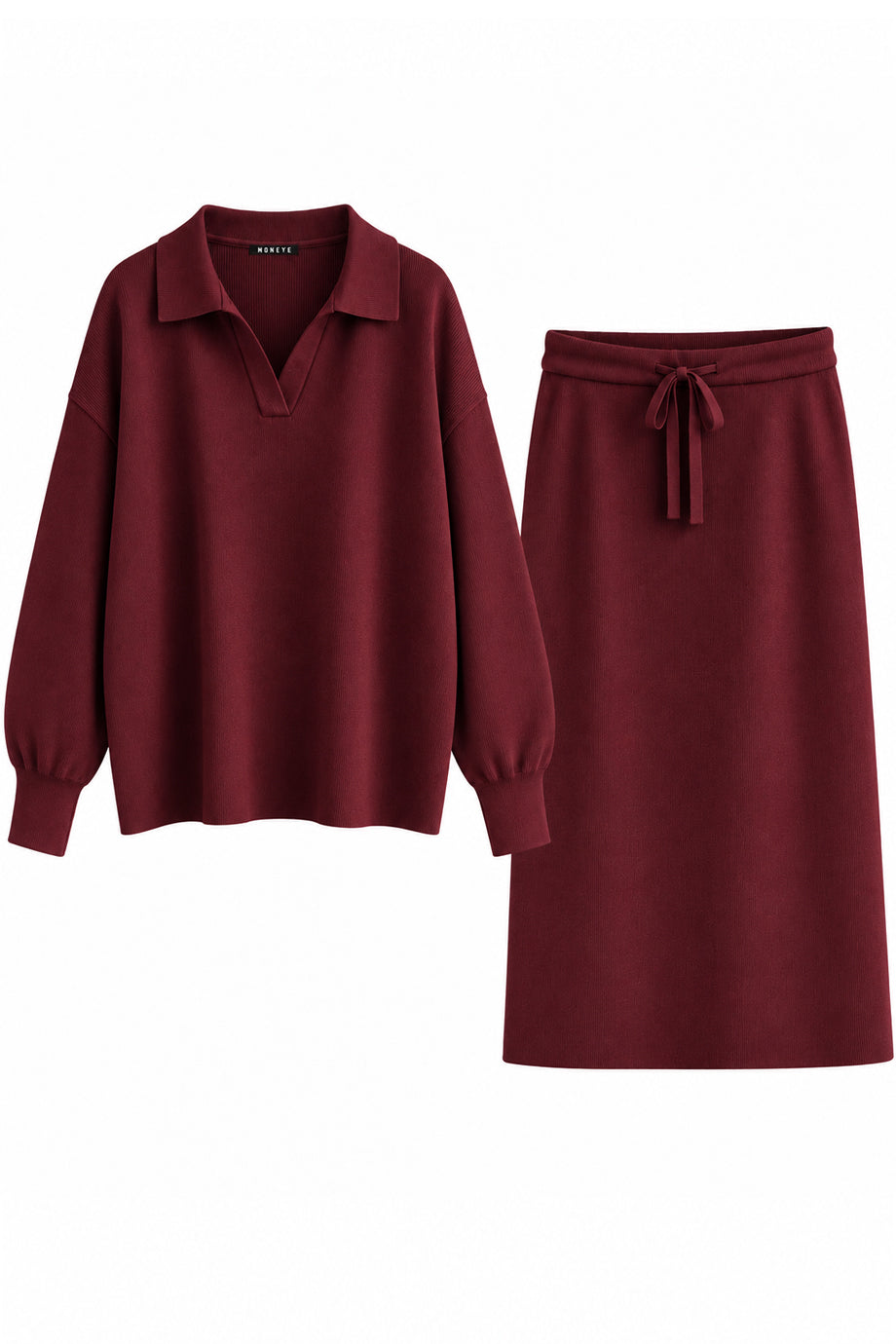 Marlow Knitted Polo Top and Midi Skirt Set