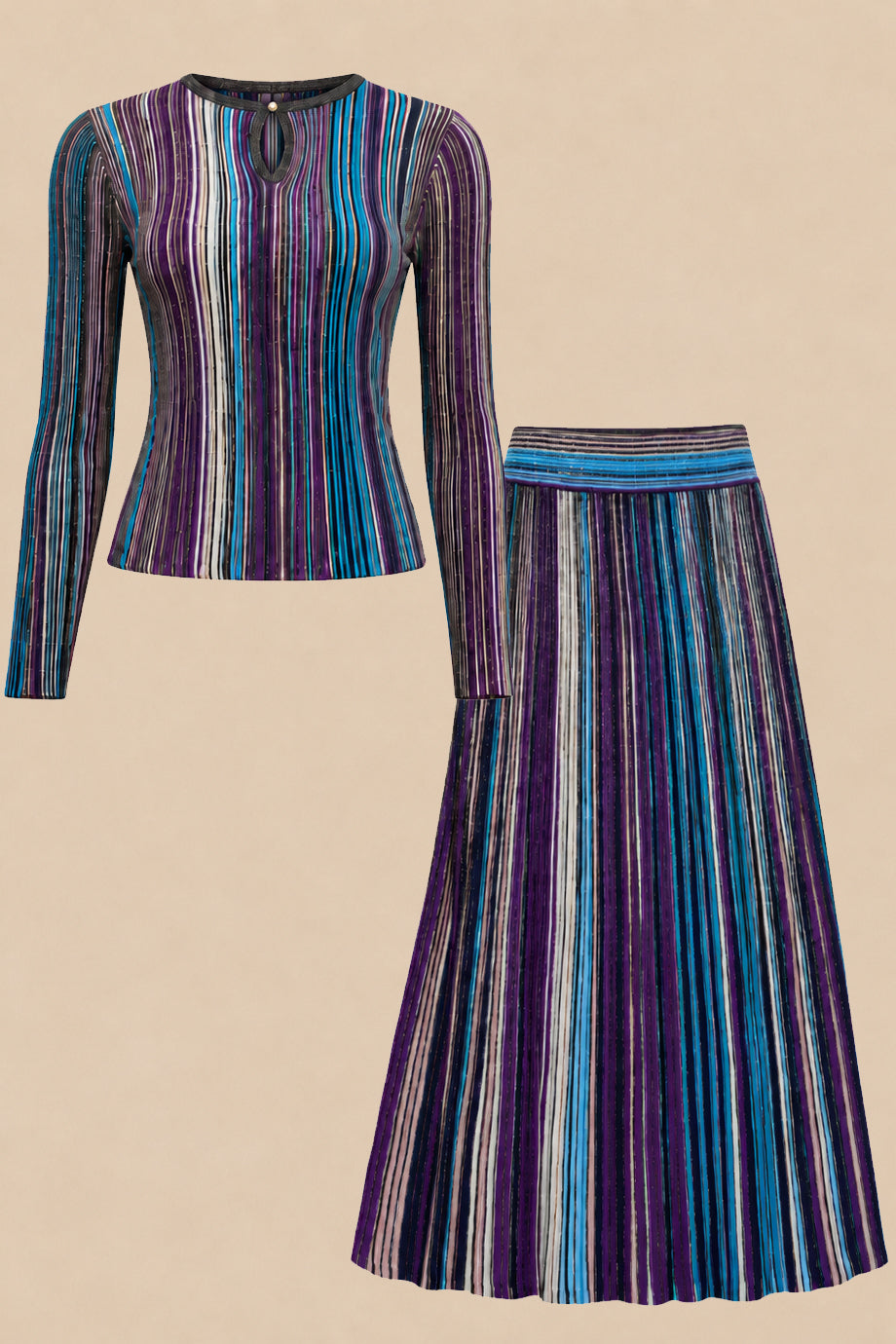 Lunessa Knitted Set with Top and Maxi Skirt