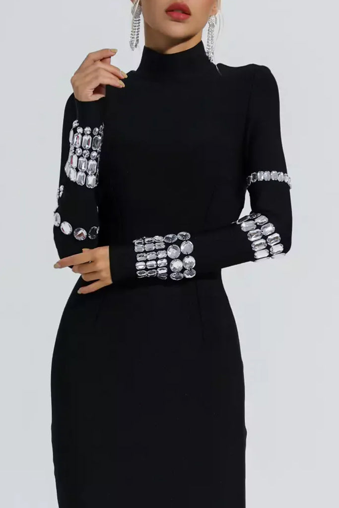 Coronoa Schwarzes Abendkleid mit Kristallen