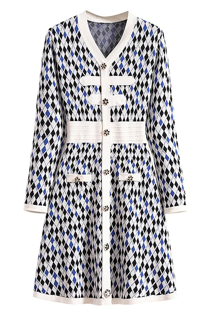 Felix Mehrfarbig gemustertes Strickkleid