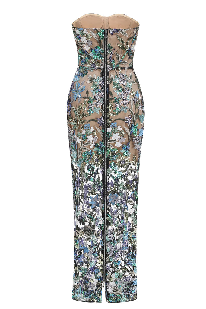 Trägerloses Kleid mit Blumenmuster von Fioralba