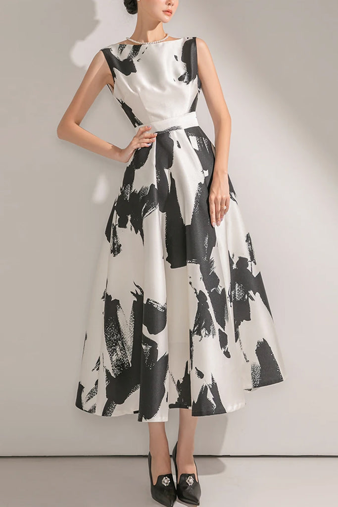 Anaya Ασπρόμαυρο Μίντι Φόρεμα | Γυναικεία Ρούχα - Φορέματα | Anaya Printed Midi Dress