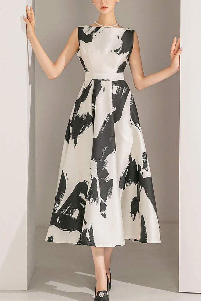 Anaya Ασπρόμαυρο Μίντι Φόρεμα | Γυναικεία Ρούχα - Φορέματα | Anaya Printed Midi Dress