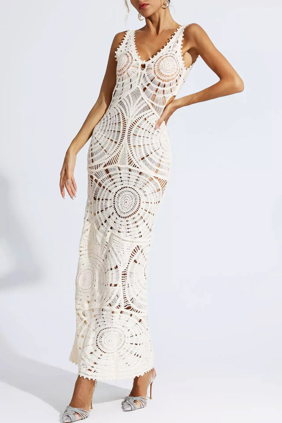 Daisy Lace Μακρύ Φόρεμα Δαντέλα | Γυναικεία Ρούχα - Φορέματα - Βραδινά | Daisy Lace Cutout Maxi Dress