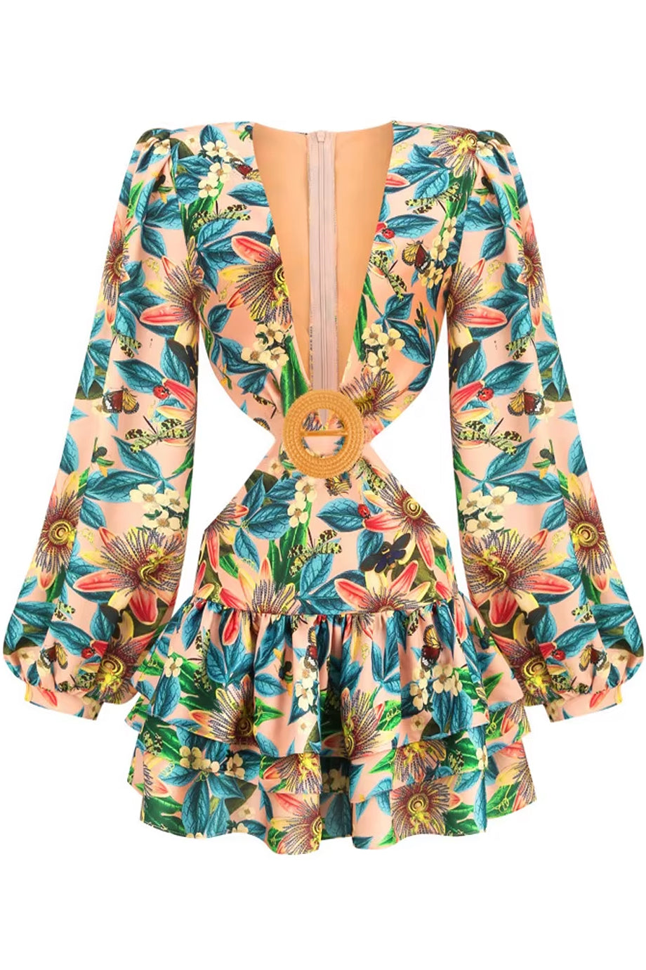 Tropic Bloom Μίνι Φόρεμα με Ανοίγματα | Φορέματα - Βραδινά - Evening Dresses | Tropic Bloom Mini Dress with Cut-Outs