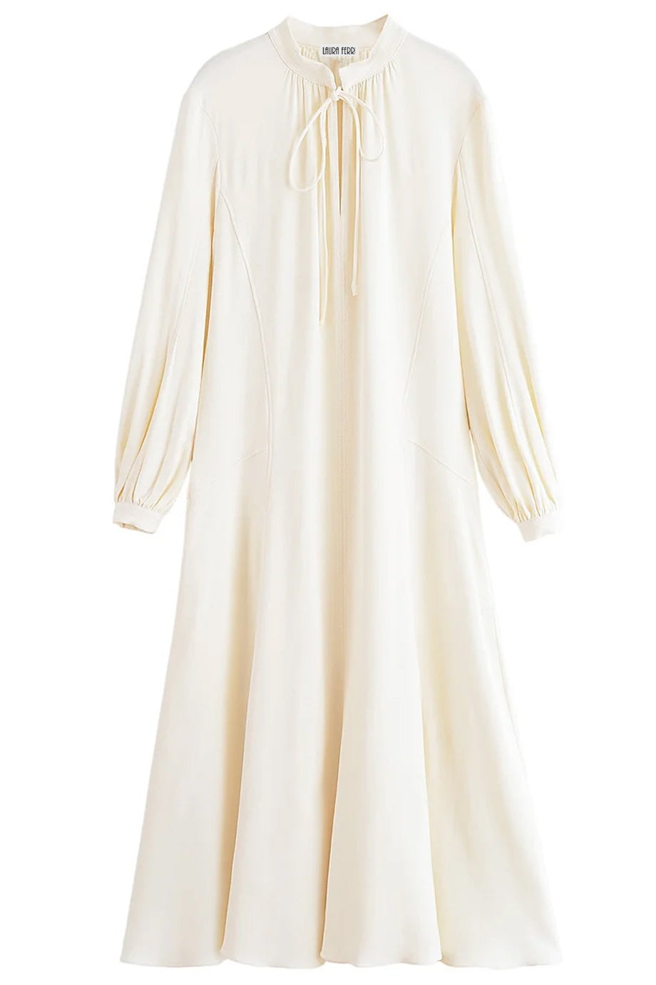 Ecru Μίντι Φόρεμα με Σχέδιο Δεσίματος στο Λαιμό | Φορέματα - Casual Dresses | Ecru Midi Dress with Tie-Neck Detail