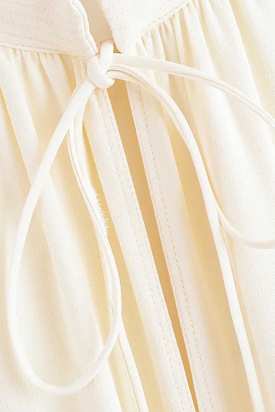 Ecru Μίντι Φόρεμα με Σχέδιο Δεσίματος στο Λαιμό | Φορέματα - Casual Dresses | Ecru Midi Dress with Tie-Neck Detail