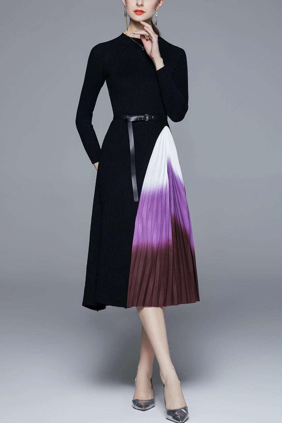 Elviane Kleid mit Ombre-Effekt und Faltenrock