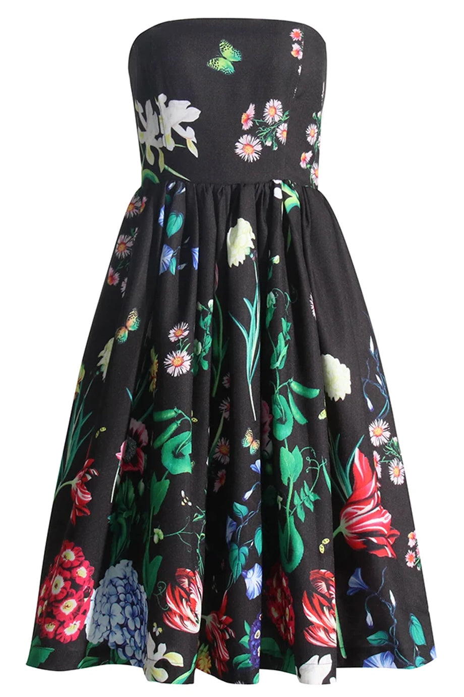 Bellamy Μαύρο Φλοράλ Στραπλες Φόρεμα | Φορέματα - Dresses | Bellamy Strapless Floral Dress