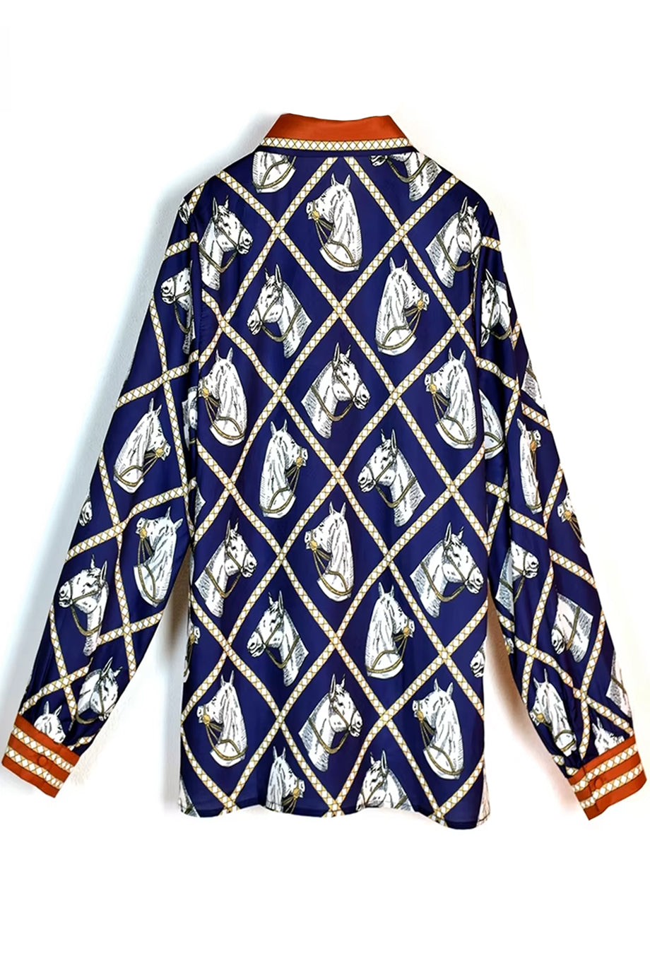 Bronco Εμπριμέ Πουκάμισο με Φιόγκο | Γυναικεία Ρούχα - Πουκάμισα Τοπ | Bronco Equestrian Print Shirt With Bow