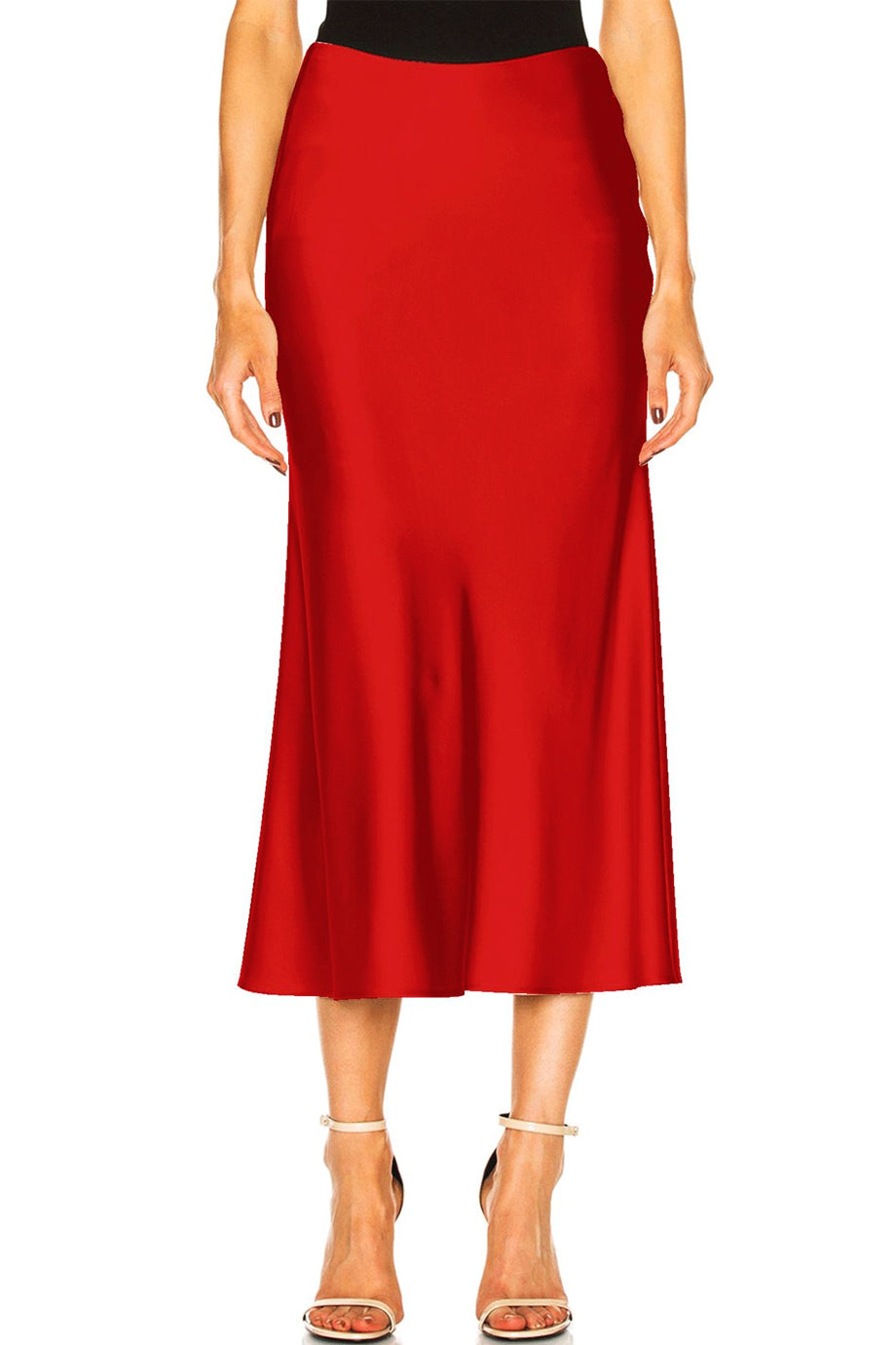 Albin Κόκκινη Σατέν Φούστα | Φούστες Skirts | Albin Red Satin Skirt