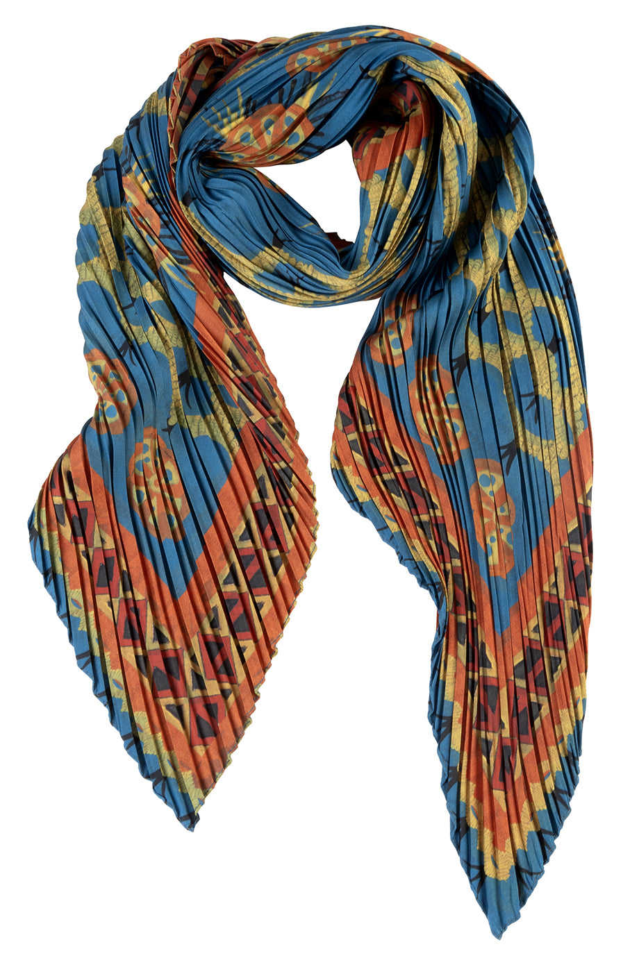 Folk Πολύχρωμο Εμπριμέ Φουλάρι F-FOLK-OB - Alexandra Tsoukala | Φουλάρια Scarves | Folk Multicolor Printed Silk Scarf F-FOLK-OB