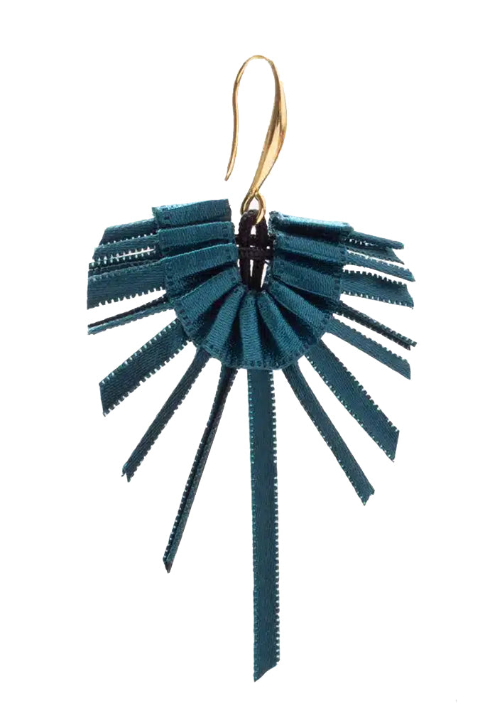 Drachen-Ohrringe aus Petrol-Stoff