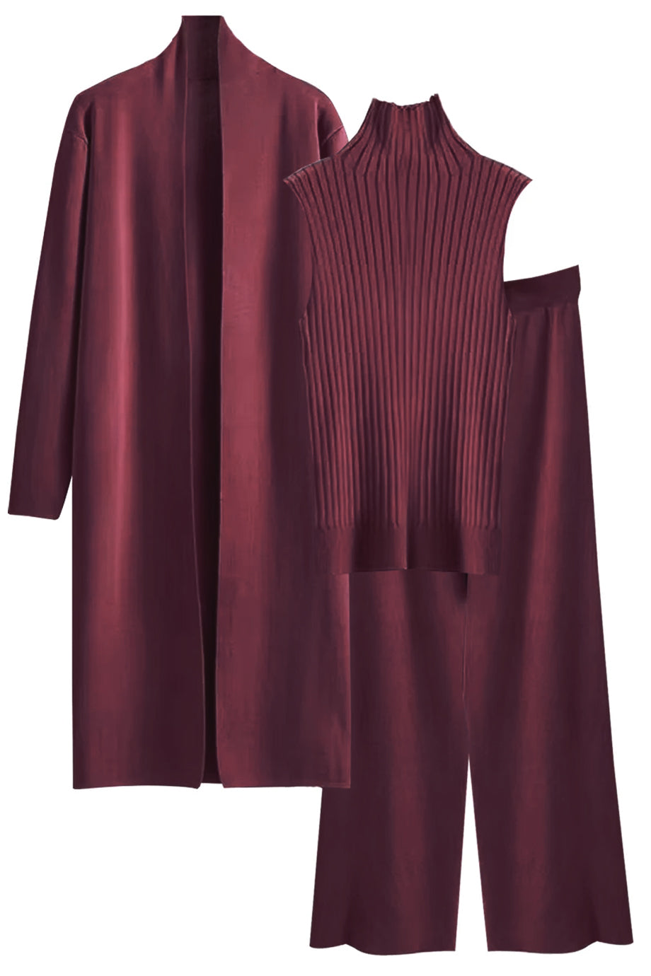 Set aus gestrickter Jacke, Oberteil und Hose von Seraphiel