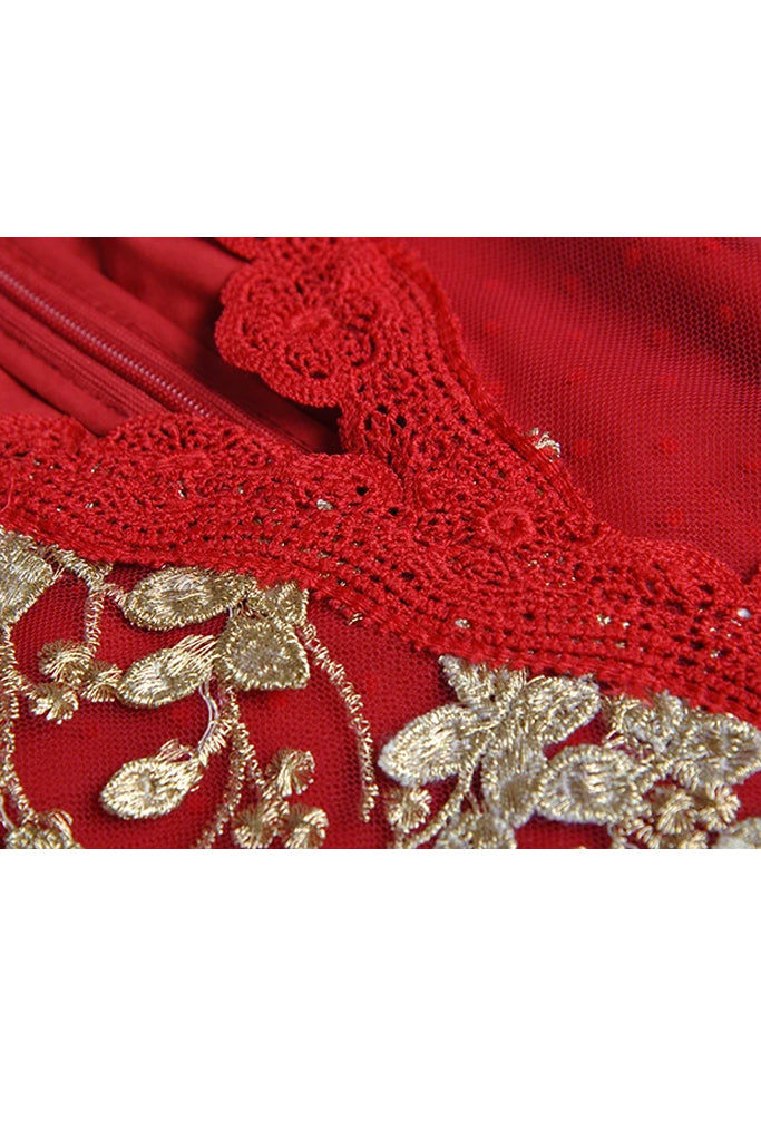 Bijan Κόκκινο Βραδινό Φόρεμα με Τούλι και Δαντέλα | Φορέματα - Dresses | Bijan Red Lace Gown with Tulle