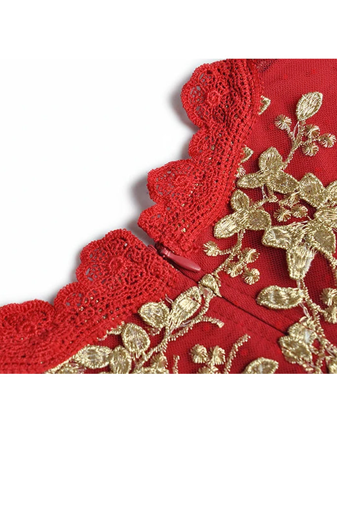 Bijan Κόκκινο Βραδινό Φόρεμα με Τούλι και Δαντέλα | Φορέματα - Dresses | Bijan Red Lace Gown with Tulle