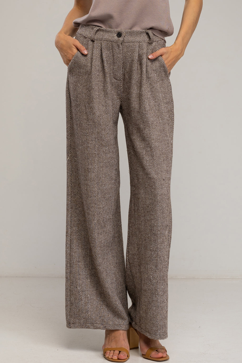 Odianne Herringbone Pattern Pants