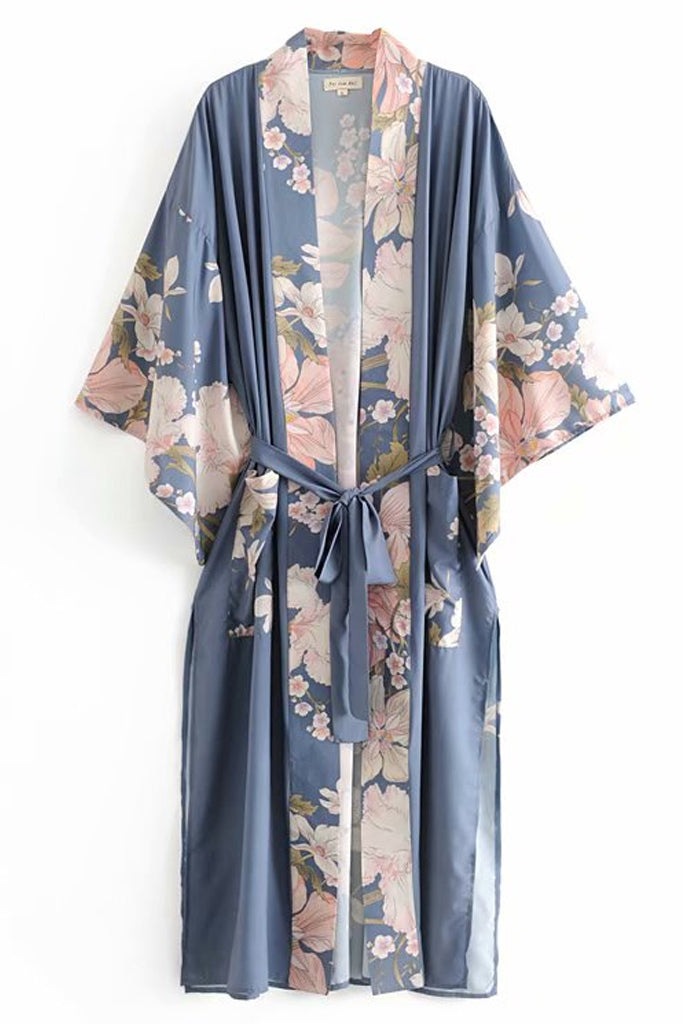 Zenie Γαλάζιο Εμπριμέ Κιμονό | Γυναικεία Ρούχα - Beachwear - Loungewear