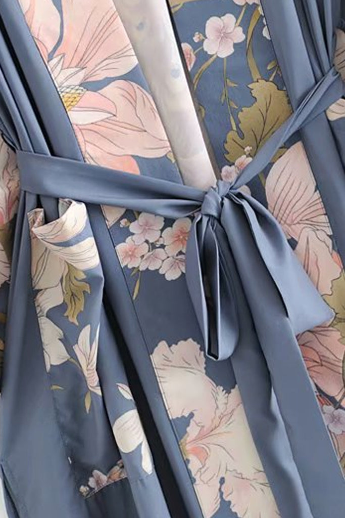 Zenie Γαλάζιο Εμπριμέ Κιμονό | Γυναικεία Ρούχα - Beachwear - Loungewear