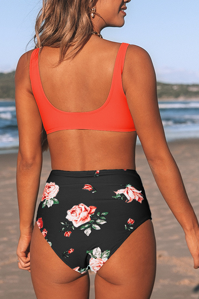 Darcey Φλοράλ Μπικίνι Μαγιό | Γυναικεία Μαγιό - Beachwear - Μπικίνι | Darcey Orange Black Floral Bikini Swimwear