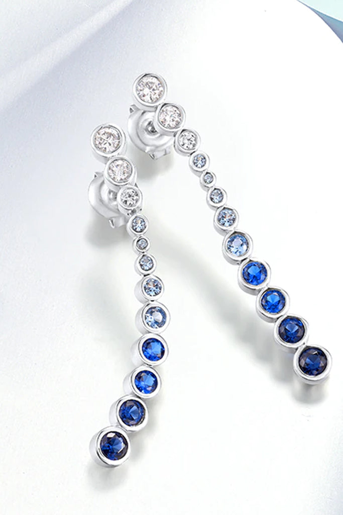 Taylor Lange Silberohrringe mit Kristallen und blauen Spinell-Edelsteinen