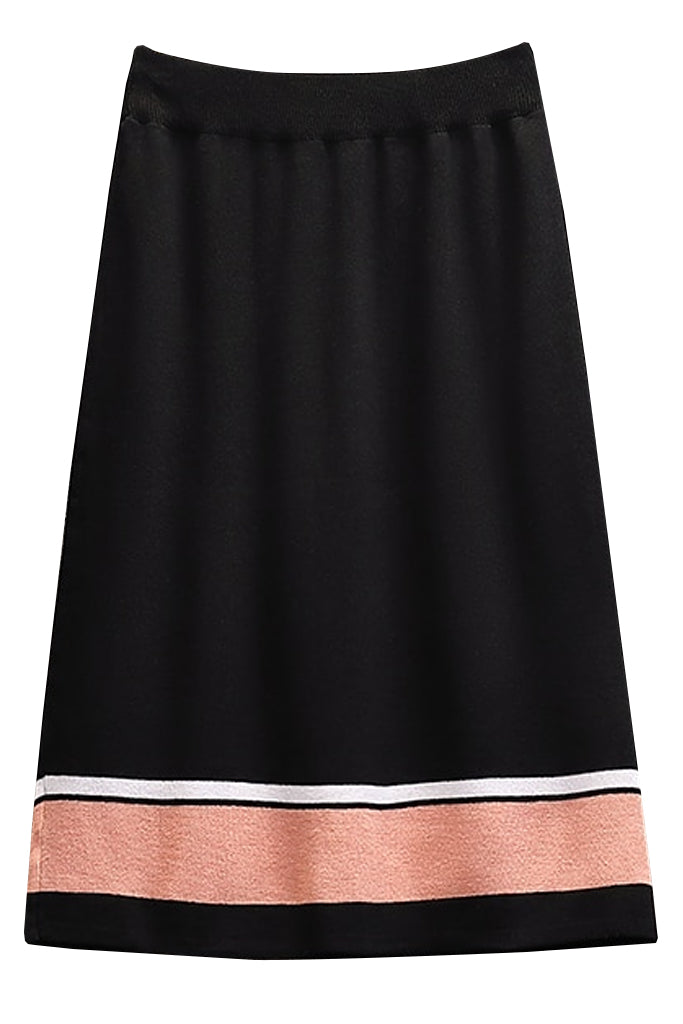 Kertina Μαύρο Πλεκτό Σετ με Μπλούζα και Φούστα | Γυναικεία Ρούχα - Πλεκτά Σετ