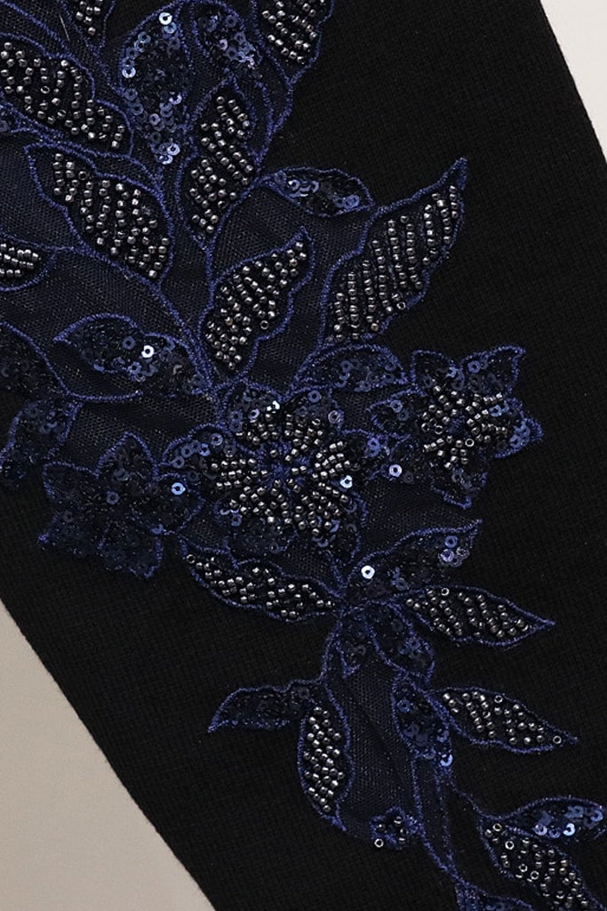 Agnetha Schwarz besticktes Set mit Pullover und Hose