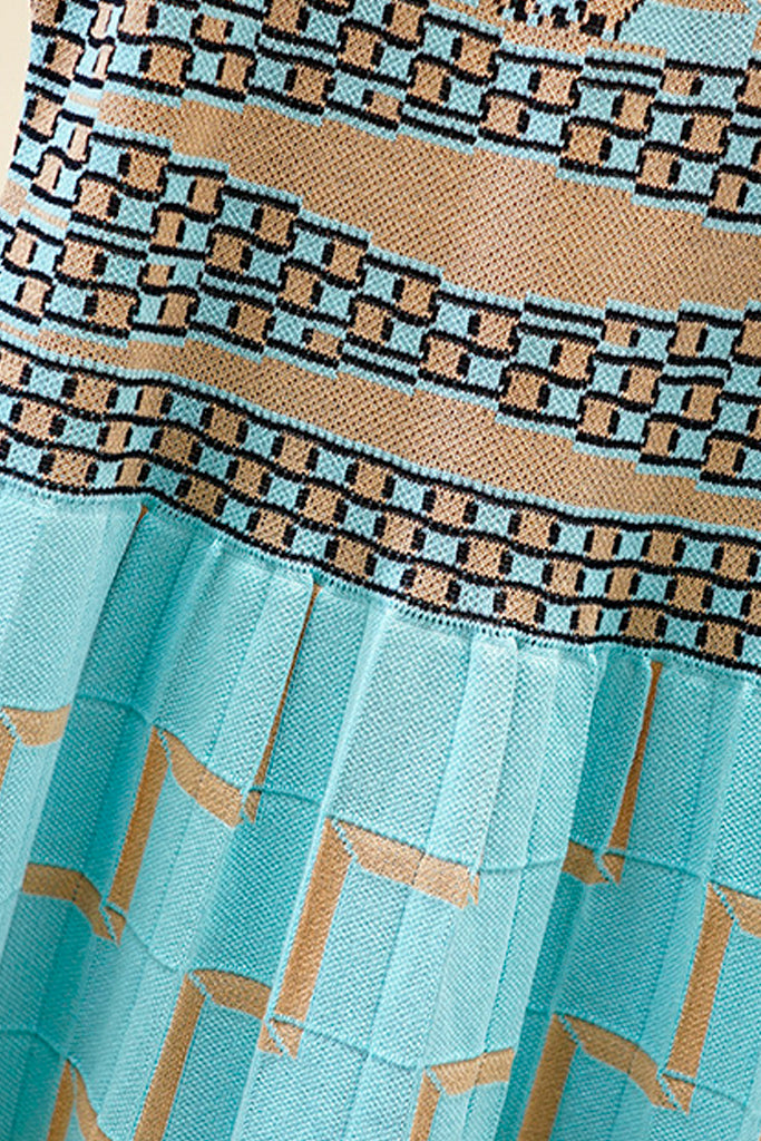 Angeline Τιρκουάζ Πλεκτό Φόρεμα με Πιέτες | Φορέματα - Philip Lang