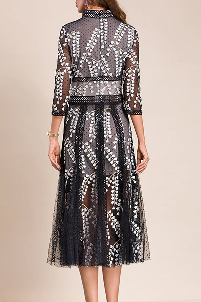 Valeriya Μαύρο Φόρεμα με Δαντέλα και Τούλι | Γυναικεία Ρούχα - Φορέματα
