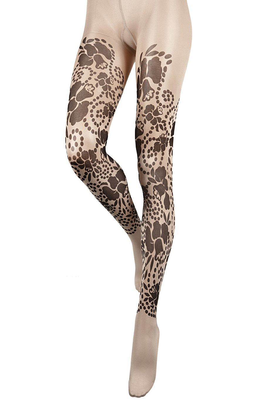 BEBAROQUE LOLITA Μπεζ Μαύρο Καλσόν με Σχέδια