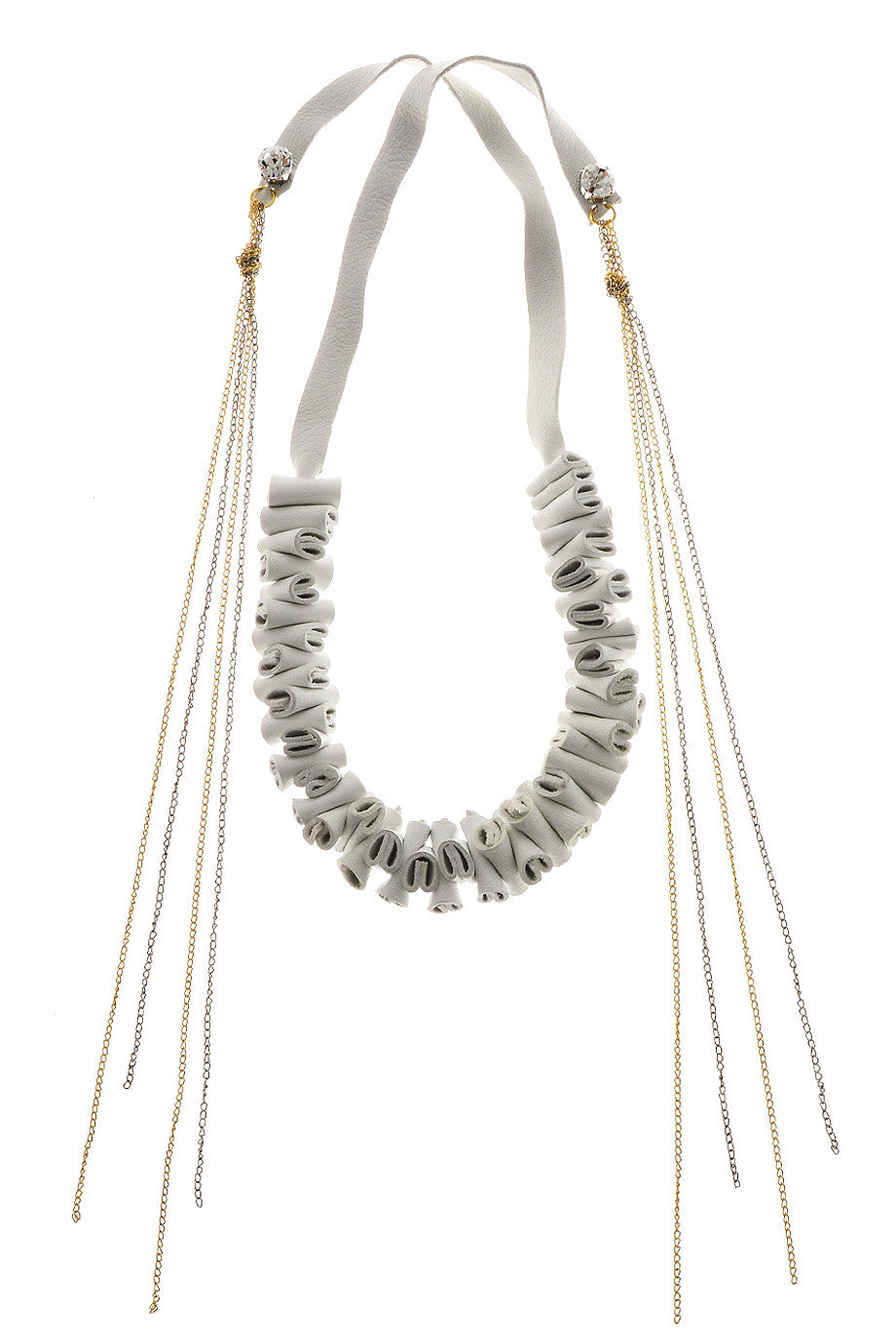 Δερμάτινο Κολιέ Τσόκερ με Αλυσίδες - Eleanna Katsira | Κοσμήματα