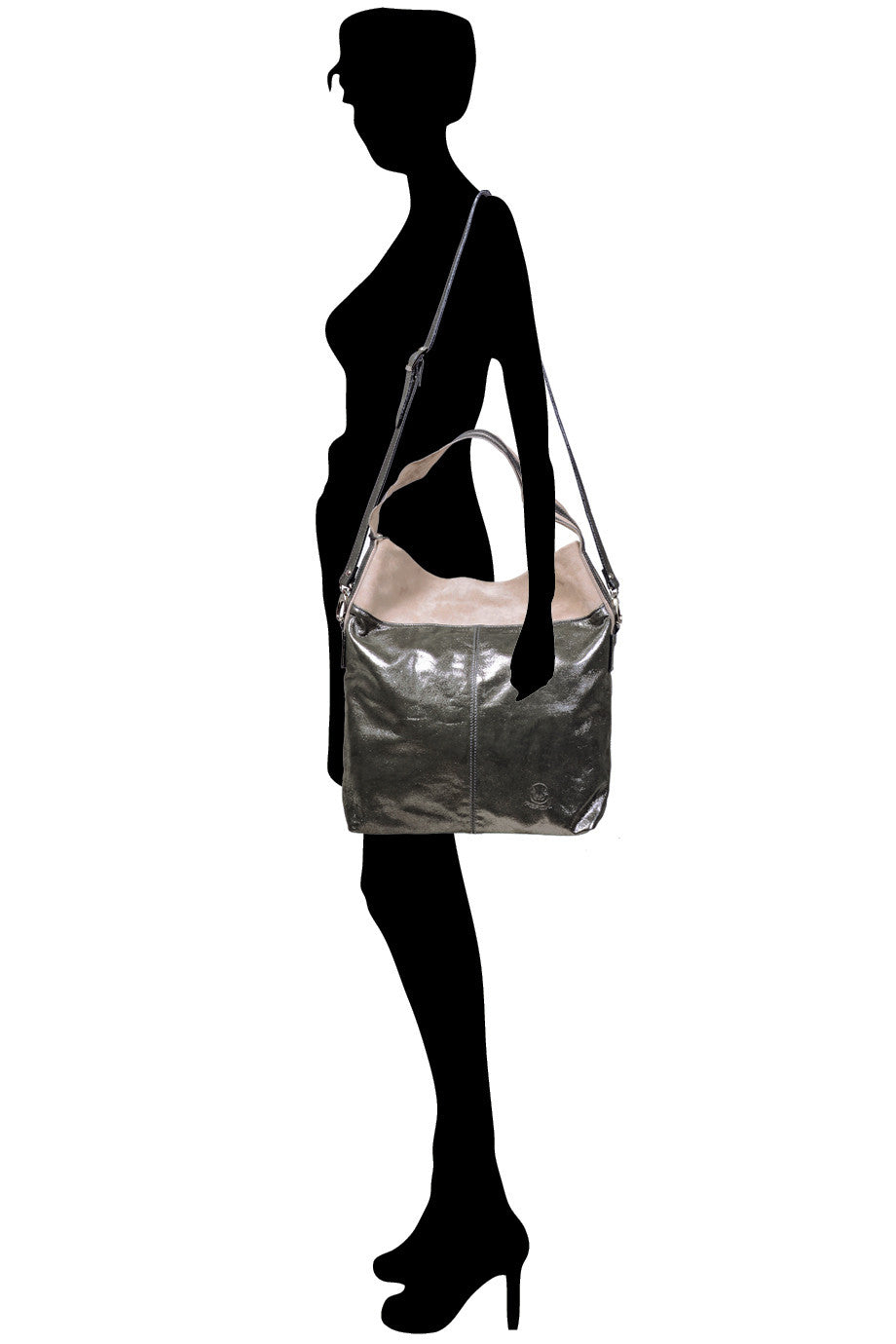 LUINA Dark Charcoal Metallic Shoulder Bag
