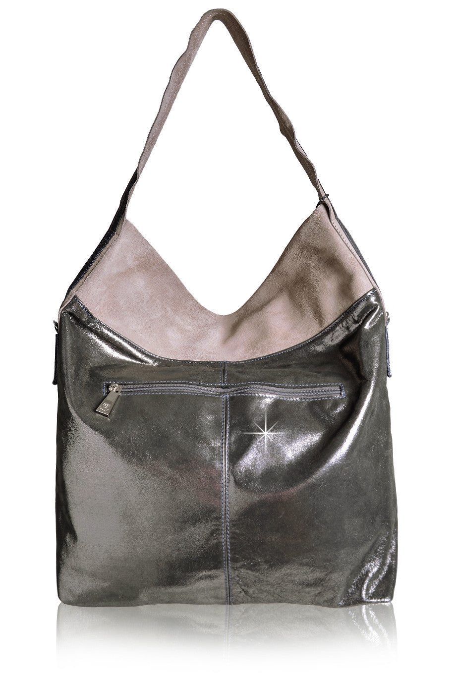 LUINA Dark Charcoal Metallic Shoulder Bag