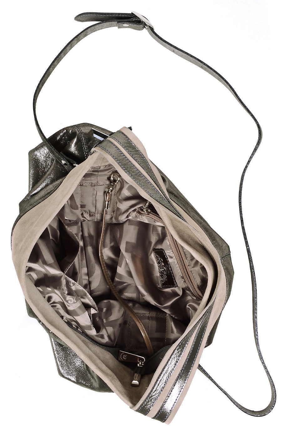 LUINA Dark Charcoal Metallic Shoulder Bag