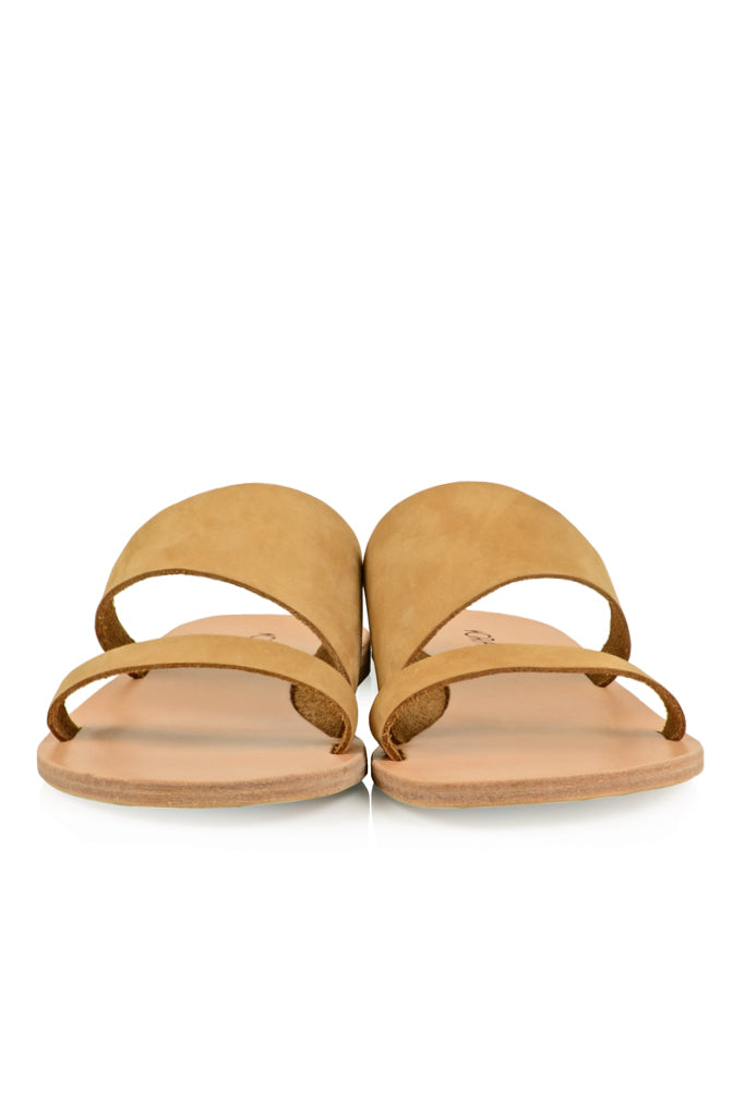 Μπεζ Σουεντ Δερμάτινα Σανδάλια - Graecus | Γυναικεία Παπούτσια