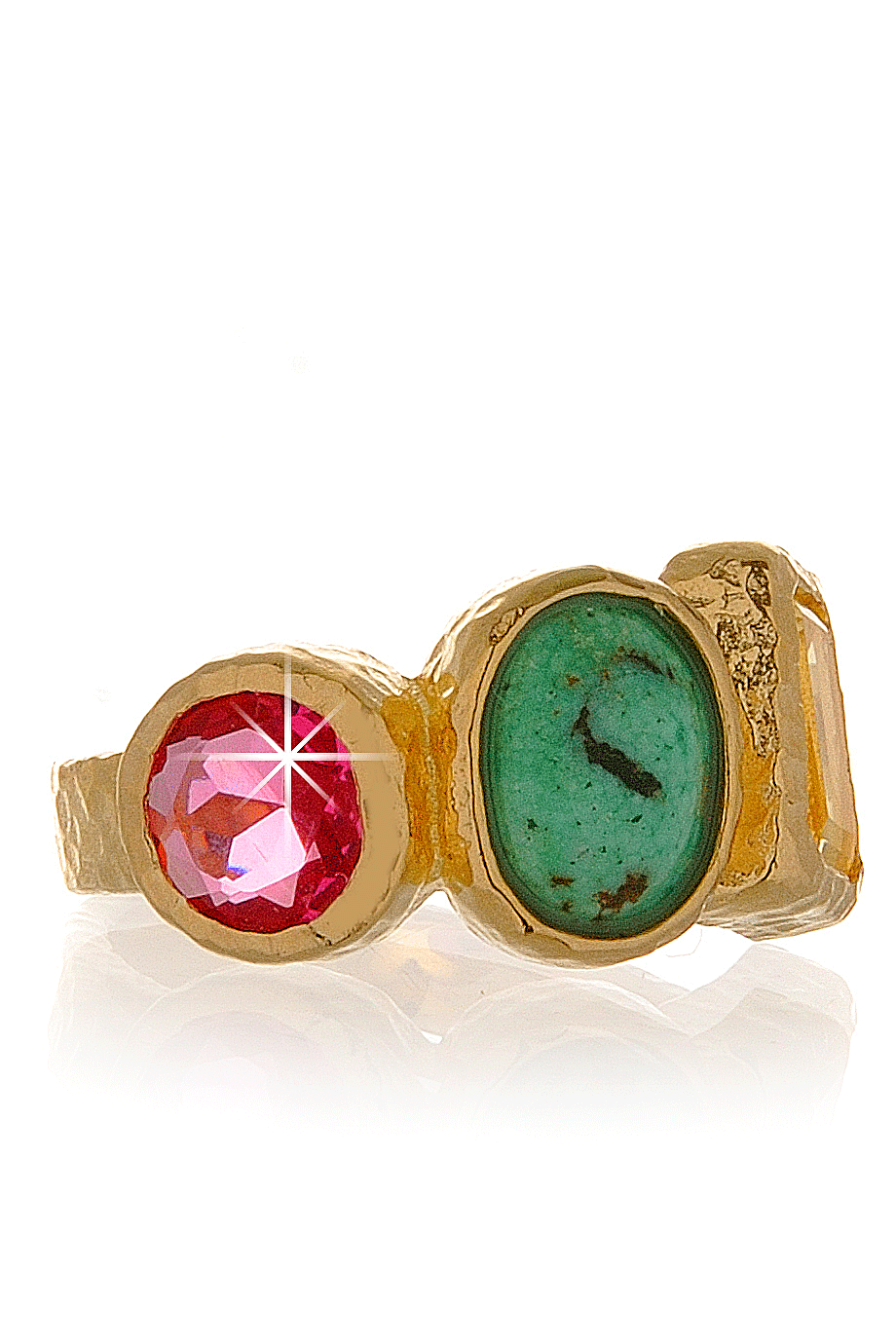 Δαχτυλίδι με Τουρμαλίνες και Τιρκουάζ  - Isharya | Κοσμήματα