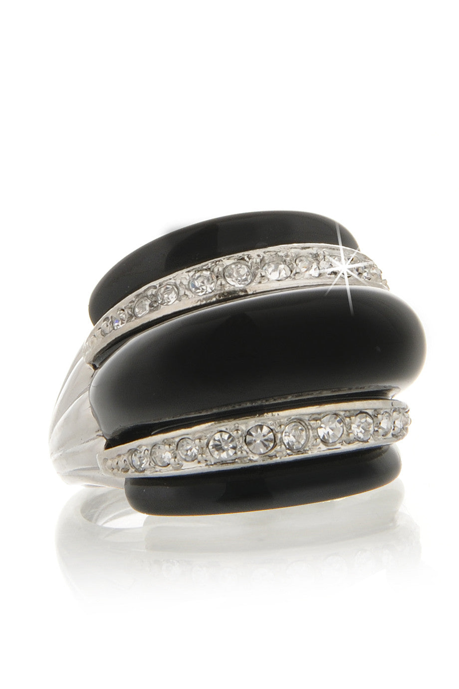 Μαύρο Δαχτυλίδι με Κρύσταλλα - Kenneth Jay Lane | Κοσμήματα