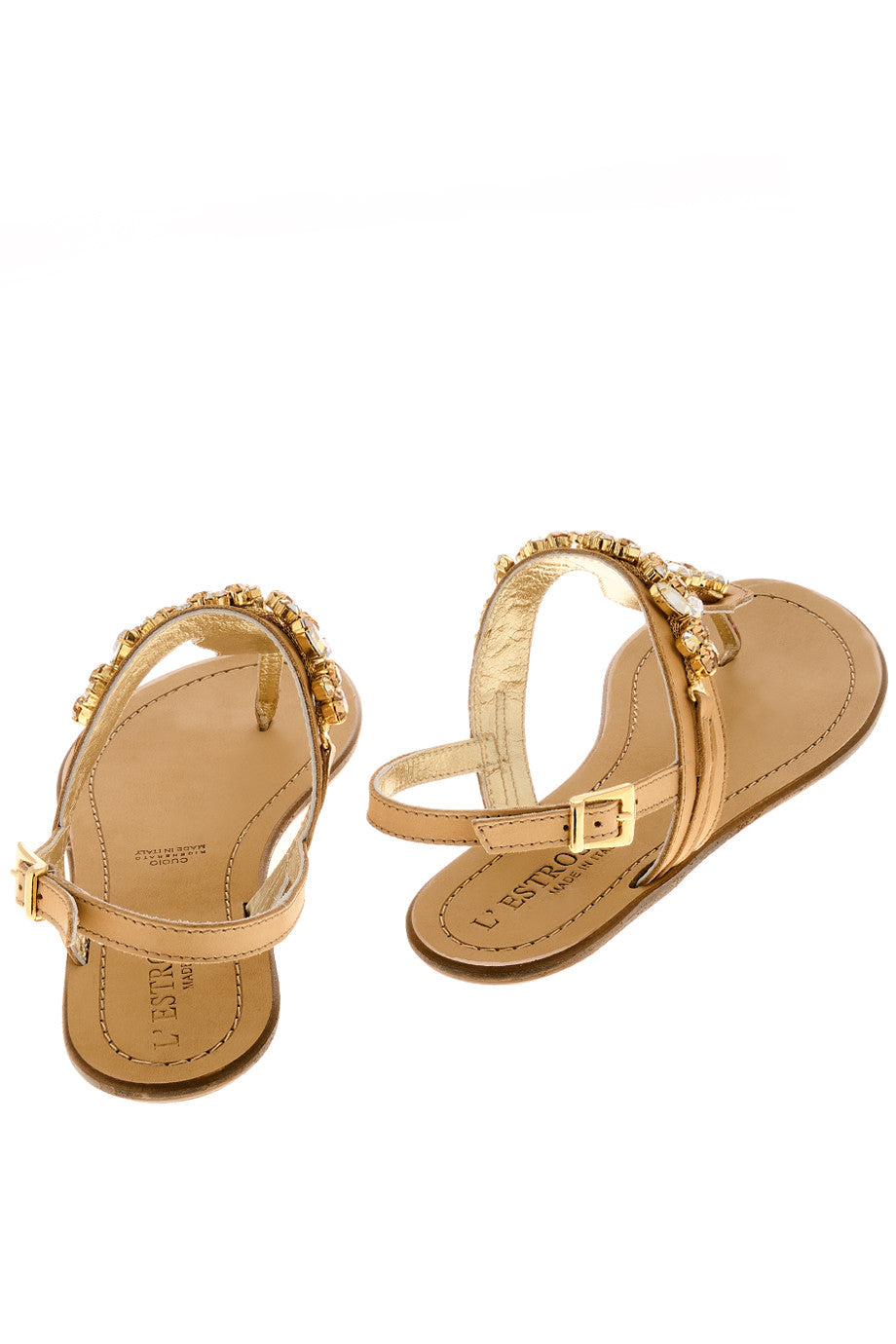 Μπρονσέ Σανδάλια με Κρύσταλλα | Γυναικεία Παπούτσια