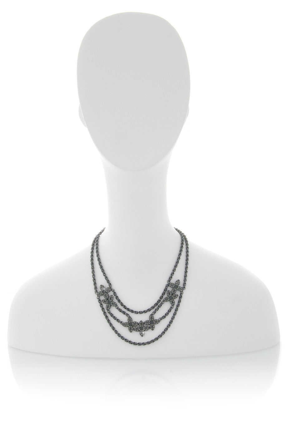 Γκρι Κολιέ με Λουλούδια  - Lk Designs | Κοσμήματα