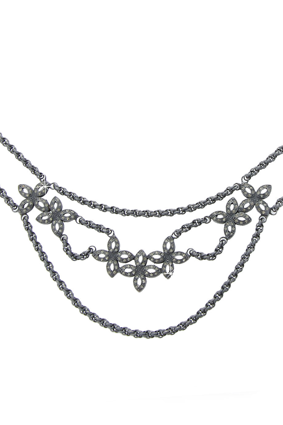 Γκρι Κολιέ με Λουλούδια  - Lk Designs | Κοσμήματα