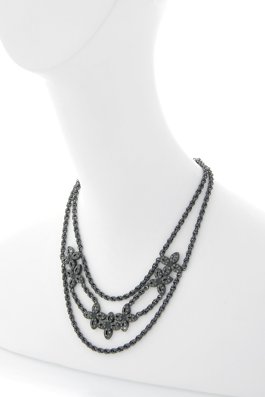 Γκρι Κολιέ με Λουλούδια  - Lk Designs | Κοσμήματα