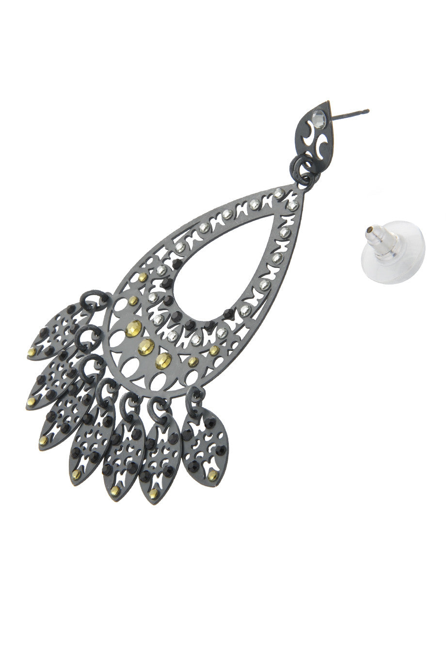 Γκρι Σκουλαρίκια με Κρύσταλλα - Lk Designs | Κοσμήματα