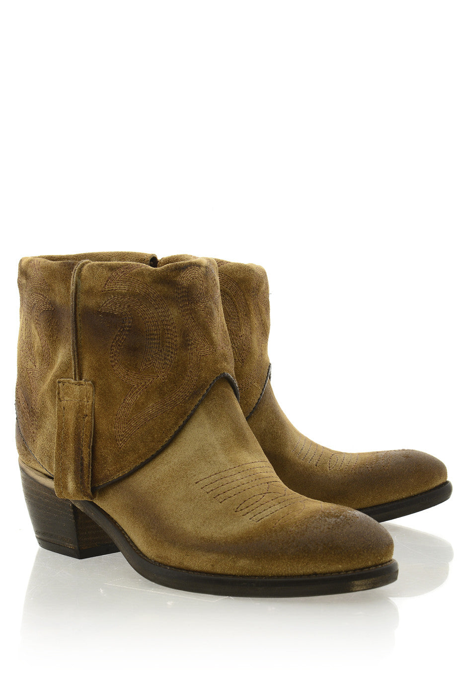 Καμελί Cowboy Δερμάτινα Μποτάκια - Looking | Γυναικεία Παπούτσια